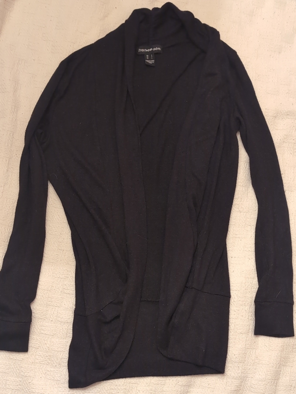 Streetwear Society Black Open-Front Lightweight Cardigan